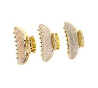Didiseaon 3pcs Rhinestone Hair Claw Clips Gold Plastic Large Sparkly Jaw Clamps for Thick Hair Lightweight Comfortable Hold Vintage Glamorous Styling Accessories for Women
