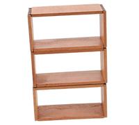 Didiseaon 3pcs Scale DIY Furniture Realistic Display Rack for Mini Books Crafts Collectibles Natural Wood Dollhouse Shelf