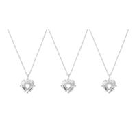 Didiseaon 3pcs Silver Heart Pendant Necklace Locket Aromatherapy Jewelry | Rhinestone Alloy, Hollow Front Shell, Essential Oil or Perfume Pad Use, Commuting the Neck