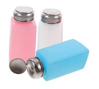 Didiseaon 3pcs Stainless Steel Alcohol Press Bottle Set 250ml Liquid Dispenser Sealing Lid for Nail Polish Remover Random Colors for Travel and Home Use