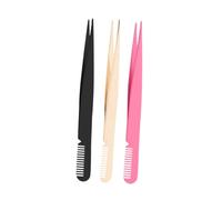 Didiseaon 3pcs Stainless Steel Lash Tweezers with Comb Precision Eyelash Applicator Tool for Professional and Personal Use Portable Beauty Tool for Natural False Eyelash Application