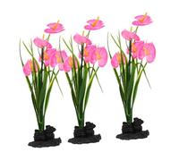 Didiseaon 3pcs Sushi Dish Decor Artificial Flowers Realistic Simulation Adornments for Sushi Restaurants Tabletop Ornament Black Base Pink Plate Decorations