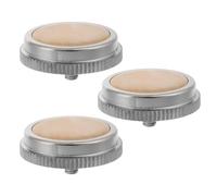 Didiseaon 3pcs Trumpet Button Cap Kit with Beige Shell Inlay, Metal Bases Featuring Secure Snap and Versatile Design, Suitable for Trumpet and Tuba Accessories