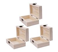 Didiseaon 3pcs Unfinished Wooden Treasure Box Craft Box for Diy Party Favor Keepsake Wood Storage Unpainted Jewelry