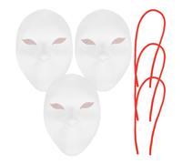 Didiseaon 3pcs Unpainted White Pvc Masquerade Masks, Full Face DIY Paintable Venetian Style Elastic Band for Halloween Cosplay Parties