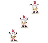 Didiseaon 3pcs Xmas Wooden Ornament Decorative Desktop Decoration for Christmas Festive Window Ornament Led Lights for Living Room Bedroom and Holiday Parties