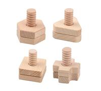 Didiseaon 4 Sets Wooden Educational Screw Match for Smooth Surface Geometry Shape Building Blocks Early Education Supply for Hand Eye Coordination and Logical Thinking Development