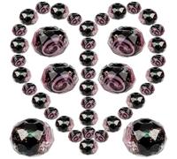 Didiseaon 40pcs Azure Stone Loose Beads Flower Pattern DIY Craft Beads Black Smooth Surface Easy to Store Delicate and Beautiful Appearance for Handcrafts Making