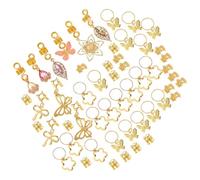 Didiseaon 40pcs Hair Beads for Women Braids Floral Bow Hair Dreadlocks Accessories Metal Clips Cuffs Rings for Braiding Extensions Decorations