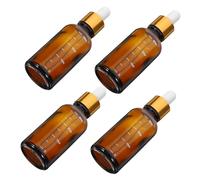 Didiseaon 4pcs 30ml Amber Dropper Bottles with Gold Pipette Set Protection Essential Oil Bottles for Travel Refillable for Aromatherapy and Skincare