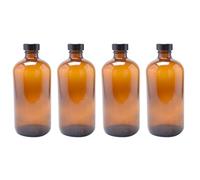Didiseaon 4pcs 60ml Amber Refillable Boston round Glass Bottles with Black Bakelite Lids for Lab, Storage, and Dispensing Use