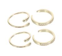 Didiseaon 4pcs Adjustable Toe Rings Set Lightweight Rhinestone Open Cuff Foot Jewelry for Women Beach Summer Vacation Boho Style Polished Smooth Surface Fade-resistant
