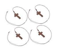 Didiseaon 4pcs Adjustable Wood Cross Necklace Retro Easter Crucifix Pendant for Men and Women Lightweight Religious Jewelry with Knot Feature for Couples and Friends
