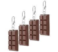 Didiseaon 4Pcs Chocolate Model Keychain Set, Coffee Color Fake Food Bag Charms for Backpack and Purse, Kawaii Valentine’S Day with Cute Chocolate Pendants