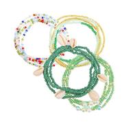 Didiseaon 4pcs Colorful Glass Waist Beads Chain for Women Summer Beach Bikini Accessories Stretch Beaded Waist Chain for Swimwear and Party Wear