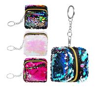 Didiseaon 4Pcs Colorful Sequin Coin Purses for Zipper Closure Mini Change Pouch Bags Portable Small Wallets for Travel Party