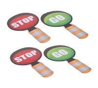 Didiseaon 4pcs Dual-sided Stop Go Signs for Handheld Red Green Traffic Signal Paddles Mini Traffic Signs for Classroom Safety Teaching and Road Simulation Games