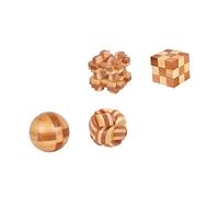 Didiseaon 4pcs Educational Kongming Lock Bamboo Intellectual Puzzle Game for Adults Brain Teaser Developing Logic and Hand-eye Coordination Skills