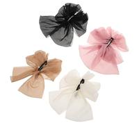 Didiseaon 4pcs French Inspired Banana Hair Clips for Women Multilayer Bowknot Barrettes Comfortable Ponytail Holders with Elegant Design Black Khaki Pink