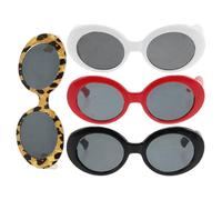 Didiseaon 4Pcs Funny Pet Sunglasses Set for Dogs and Cats, Plastic Retro Cosplay Glasses in Leopard, Red, Black, White Colors, Miniature Outdoor Eyewear for Small Pets