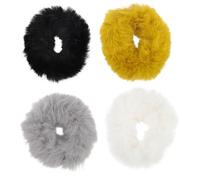 Didiseaon 4pcs Fuzzy Hair Holder Elastic Hair Bands with Fluff Material Comfortable Touching Can Be Worn on Wrist for Ponytail Accessories in Assorted Colour