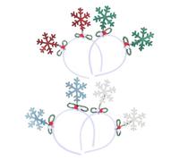 Didiseaon 4pcs Glitter Snowflake Headbands Winter Head Boppers Christmas Party Accessories for Year Holiday Festive Celebrations with Green Red Blue White