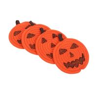 Didiseaon 4pcs Halloween Styling Coasters Home Decor Pumpkin Coffee Coaster Fall Decor Crochet Cotton Halloween Spooky Heat Insulated Pad Mug Mat Orange