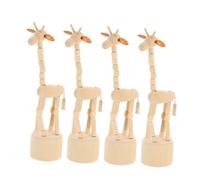 Didiseaon 4pcs Hand Carved Wooden Giraffe Figurines Unique Playful Design Animal Statues for Home Office Desk Decor Lightweight Miniature Giraffe Finger Puppets