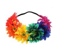 Didiseaon 4pcs Hawaiian Sunflower Hair Wreath Set Floral Headband Hair Accessories for Festivals Weddings Beach Party (colorful, Dark Green, Yellow, Orange)