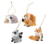 Didiseaon 4Pcs Hedgehog Hanging Ornaments, Mini Furry Animal Pendant Christmas Tree Ornaments Crafts Key Chains Plush Utenciles Hedgehog Pendant for Hanging Easter Decorations