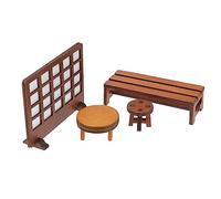 Didiseaon 4pcs Miniature Furniture Set Wooden Table Bench Adornment for Dollhouse Photo Props Home Decor Japanese Style for Miniature Gardens and Crafts