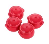 Didiseaon 4pcs Miniature Stock Pot Set for Dollhouse Kitchen Bright Red Plastic Cooking Pots Engaging Pretend Play Furniture for Realistic Tiny Kitchen Accessories
