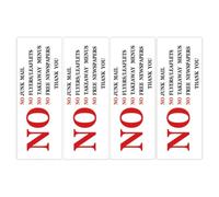 Didiseaon 4pcs No Junk Mail Stickers for Mailbox and Door, Self Adhesive Pvc Labels to Prevent Misdelivery and Avoid Loss, Suitable for Office and Home Letterbox Signage