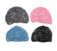 Didiseaon 4pcs Openwork Mesh Cap Breathable Crochet Sleeping Hair Net Wrap for Women Night Hair Protector Elastic Cover for Ballet Festival