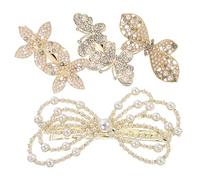 Didiseaon 4pcs Pearl Flower Hair Clips for Women and Decorative Butterfly Bow Barrettes with Shiny Metal Design Easy to Wear Chic Hairpins for Styling and Loose Hair Fixing