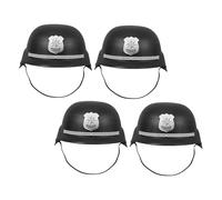 Didiseaon 4pcs Policemen Caps British Bobby Police Helmet for Costume Play Sturdy Plastic Fancy Dress Hats for Halloween Party Role-playing Helmets Enhancing Comfort and Social Skills