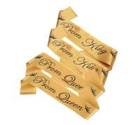 Didiseaon 4pcs Prom Queen and King Satin Sash Graduation Party Supplies with Clear Letter Crown Print Cloth Shoulder Straps for Women Birthday and Graduation Celebration