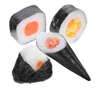 Didiseaon 4pcs Realistic Onigiri Model Fake Food Set Cone Shape and Authentic Design, Made of Pvc, Easy to Clean, for Japanese Restaurant Decor and Display Props