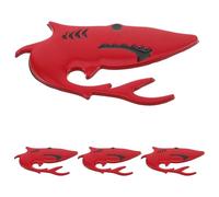 Didiseaon 4Pcs Red Metal Shark Car Emblems Sticker Set Red Shark Decals for Vehicles Car Hood and Body Badge Exterior Auto Decoration Accessories for Trucks and