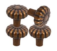 Didiseaon 4pcs Retro Furniture Drawer Knobs Antique French Brass Cabinet Handles Brushed Metal Pulls for Wardrobe Kitchen Dresser Single Hole Vintage Style