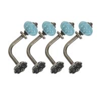 Didiseaon 4pcs Retro Pumpkin Wall Coat Hook, Single Prong Ceramic Blue | Farmhouse Wall Hooks, Porcelain Finish, Wall Mount for Towels, Coats, Mudroom and Living Rooms