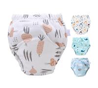 Didiseaon 4pcs Reusable Training Pants Breathable Cotton Diapers for Boy Girl Lightweight Washable Leak-Resistant Pull Up Pants for Potty Toilet Training