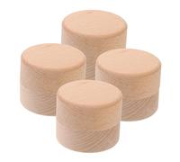 Didiseaon 4pcs Rustic Wooden Jewelry Box Mini Round Beechwood Ring Holder with Lid Dustproof Tooth Fairy Keepsake for Teeth Storage Engagement and Wedding Ring Organizer Unisex Small Trinket