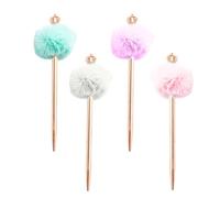 Didiseaon 4pcs Sign Pen Writing Pen Delicate Plush Alloy Material Cartoon Pompom Crown Decor Replaceable Tips Stimulate Interest in Writing for Office and Home Use by Students