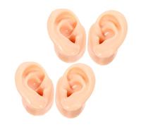 Didiseaon 4pcs Silicone Piercing Practice Ear Model Flexible Realistic Ear Mannequin for Tattoo Training Jewelry Display Earring Stand Prop for Salon Classroom Use