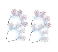 Didiseaon 4pcs Snowflake Glitter Headband Christmas Winter Party Decorative Hair Hoops for Women Girls Festive Holiday Snowflake Sequin Hairband