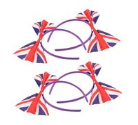 Didiseaon 4pcs Uk Flag Bow Hair Bands for Women and Girls Lightweight Headbands for Festivals and Parties for British Sports Fans and Cosplay Events