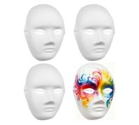 Didiseaon 4pcs White Mask Full Face Paper Blank Halloween Masquerade Mask | Paintable Paper Masks for Masquerade, Halloween, Carnival and Party Favors, DIY Masks Costume for Decorating