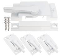 Didiseaon 4pcs White Sliding Window Locks for Horizontal and Vertical Vinyl Windows Left Side Mount and Middle Hole for Old Plastic Steel Frames