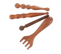 Didiseaon 4pcs Wooden Massage Stick for Foot Hand Gua Sha Acupressure Massager Tool Meridian Points for Travel Thai Reflexology and Facial Massage